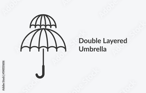 Outline Double layered Umbrella Icon-01