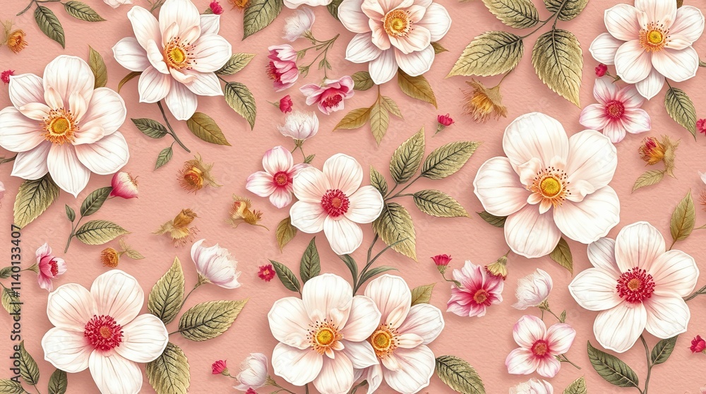 Delicate Pastel Flowers and Leaves Pattern Design Delicate Pastel Flowers and Leaves Pattern Design