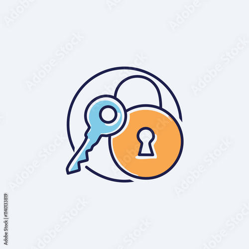 Key and lock security icon. Access granted.  Symbolizing safety, protection, and secure entry.