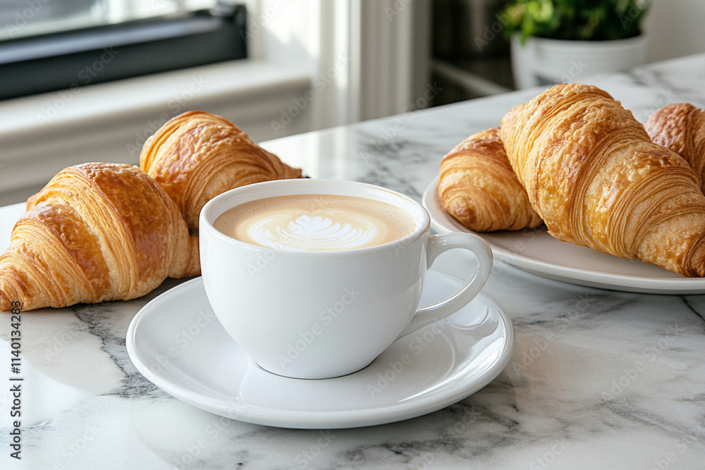 croissant and coffee croissant and coffee