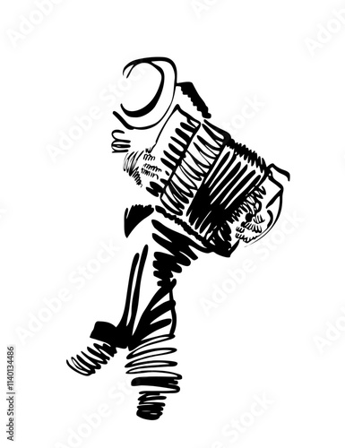 Jazz musician playing accordion, freestyle abstract vector illustration