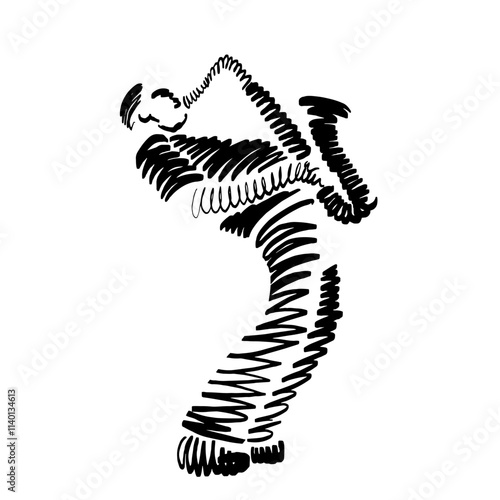 Jazz musician playing saxophone, freestyle abstract vector illustration