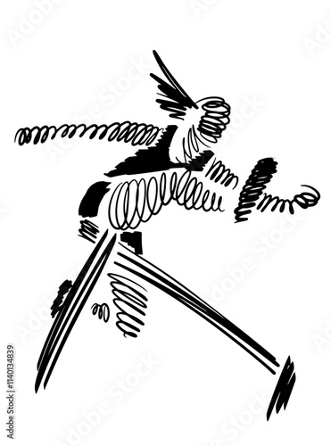 Steeplechase, athlete jumps over a barrier, freestyle abstract vector illustration