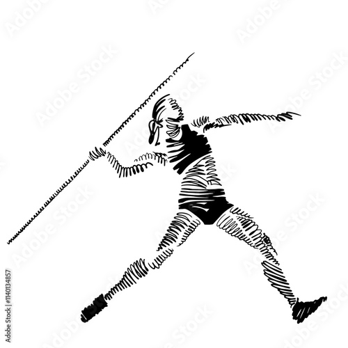 Athlete throws javelin, freestyle abstract vector illustration