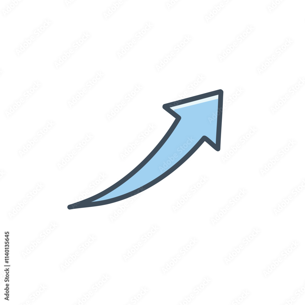 Growth arrow upward. Blue curved arrow pointing up symbolizes progress, advancement, and success. Ideal for presentations. Growth arrow upward. Blue curved arrow pointing up symbolizes progress, advancement, and success. Ideal for presentations.