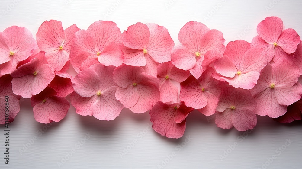 A delicate arrangement of pink flower petals on a light background. A delicate arrangement of pink flower petals on a light background.