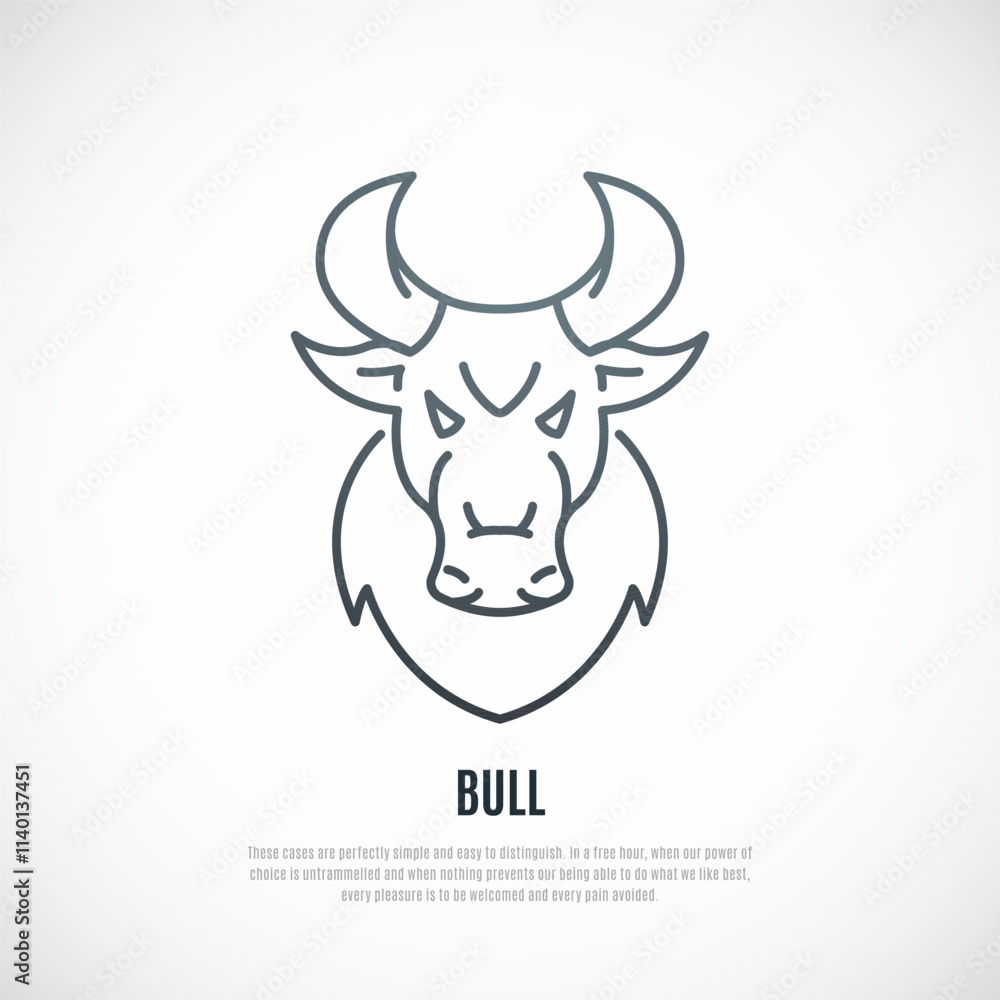 Bull line icon. Portrait wild Bull in line style. Stock vector illustration. Bull line icon. Portrait wild Bull in line style. Stock vector illustration.