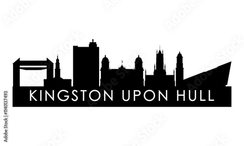 Kingston Upon Hull skyline silhouette. Black Kingston Upon Hull city design isolated on white background. 