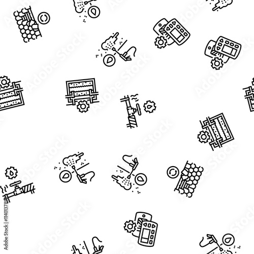 home maintenance cleaning vector seamless pattern thin line illustration