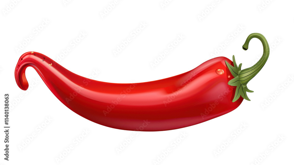 Vibrant red chili pepper with a glossy finish on a bright yellow background, ready to add spice and flavor to any dish Vibrant red chili pepper with a glossy finish on a bright yellow background, ready to add spice and flavor to any dish