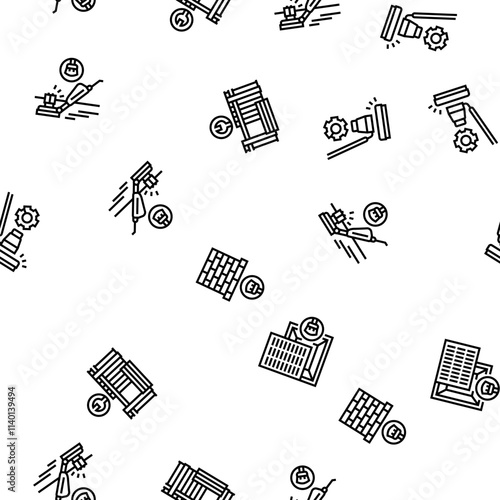 home maintenance cleaning vector seamless pattern thin line illustration