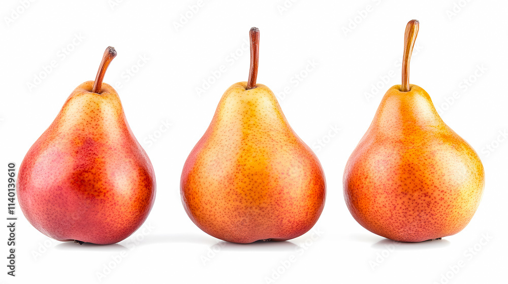Fresh pears, isolated on a white background, highlighting their natural beauty. Fresh pears, isolated on a white background, highlighting their natural beauty.
