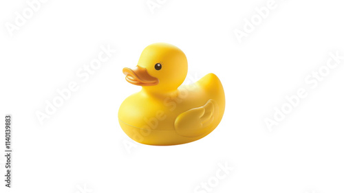 Delightful yellow rubber duck floats cheerfully on a playful background during a sunny day of fun and relaxation photo