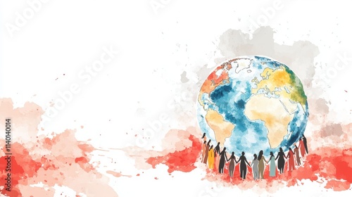 Unity around the world concept with diverse community