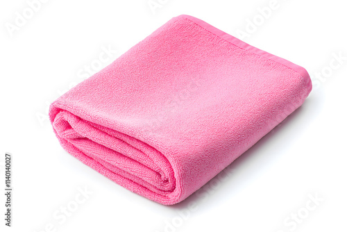 Pink microfiber cloth, isolated on white background
