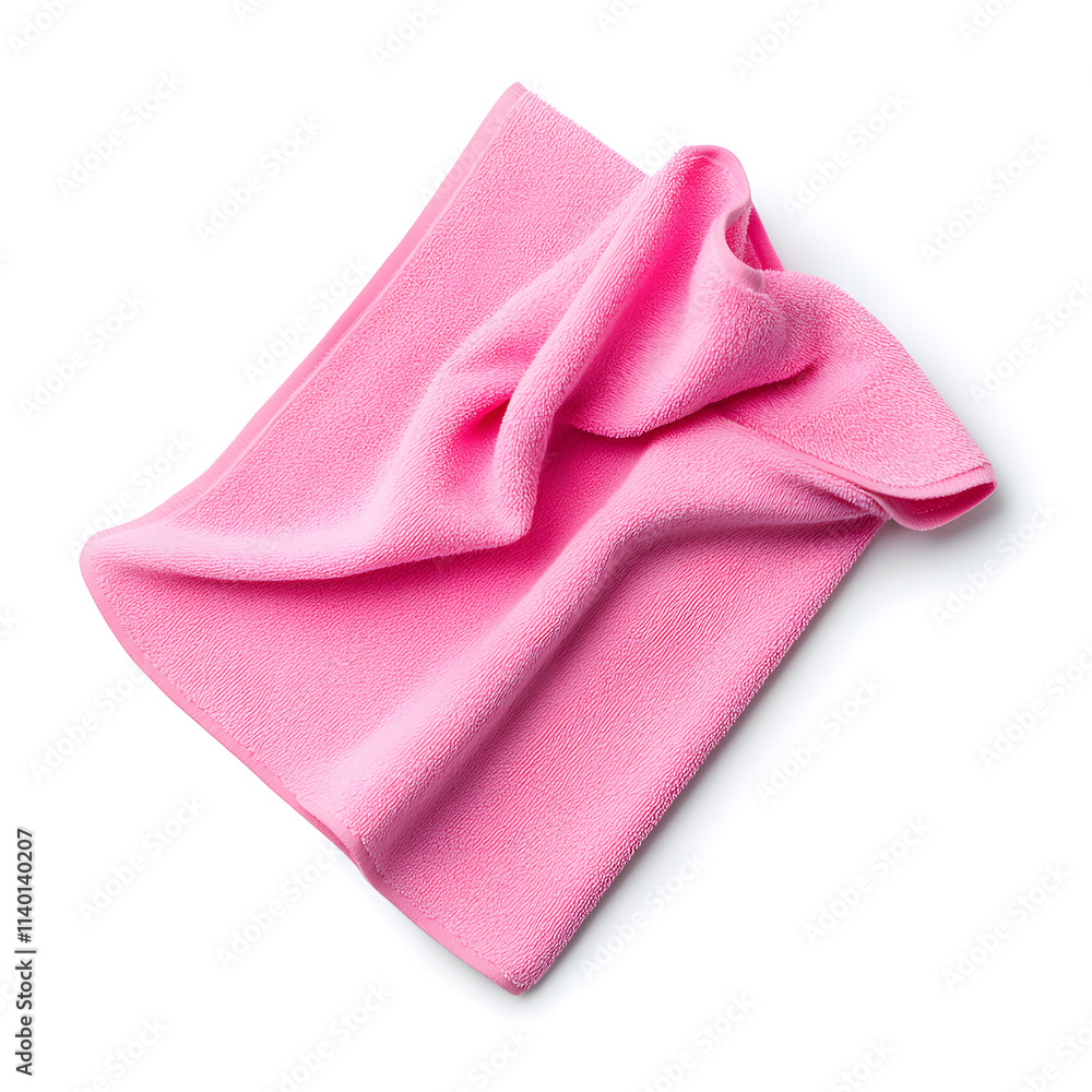 Pink microfiber cloth, isolated on white background Pink microfiber cloth, isolated on white background