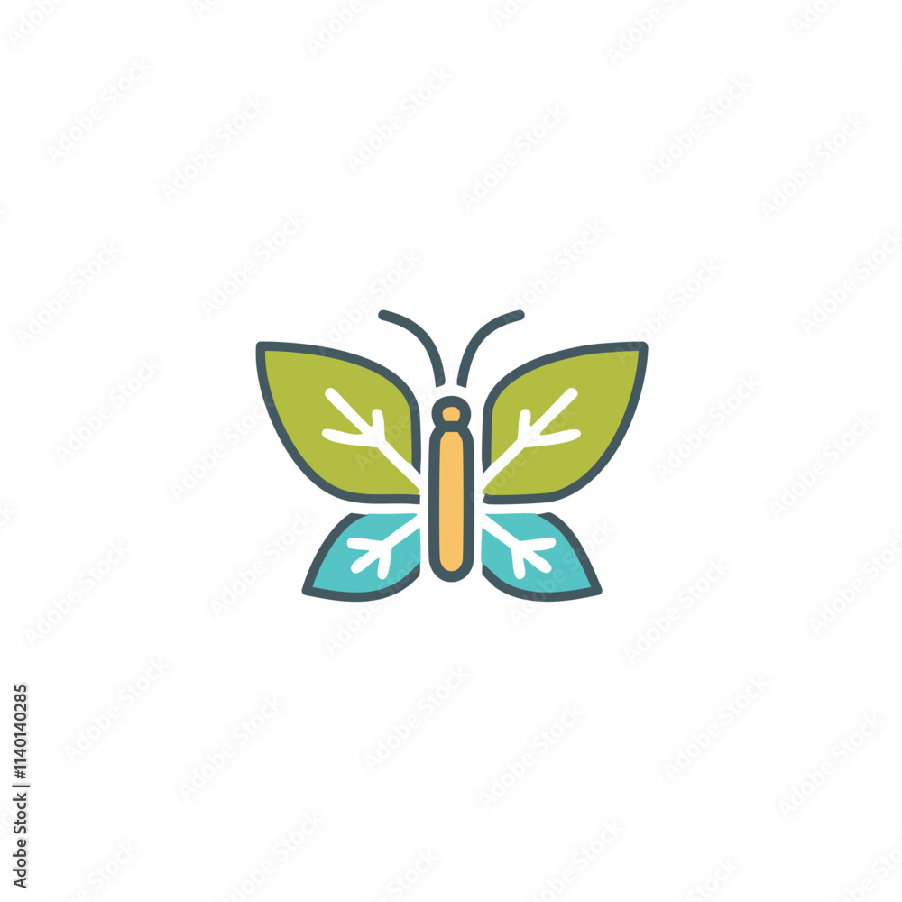 Green leaf butterfly icon. Nature symbol, eco friendly design, transformation and growth. Represents rebirth and spring. Green leaf butterfly icon. Nature symbol, eco friendly design, transformation and growth. Represents rebirth and spring.