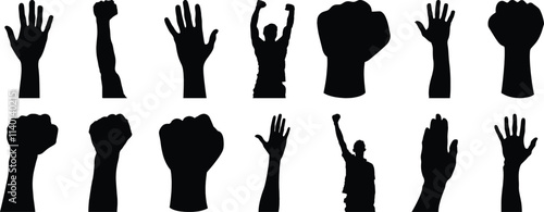 Hand silhouette set vector design big pack of fist illustration and icon