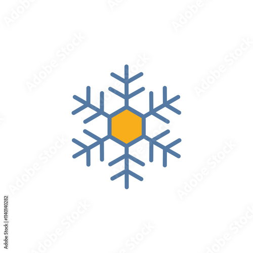 Winter snowflake icon. Cool winter symbol; icy hexagon center evokes frost