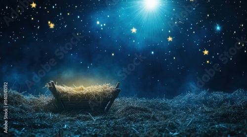 On the night of Jesus' birth, a manger filled with hay and an empty cradle stood in fronе