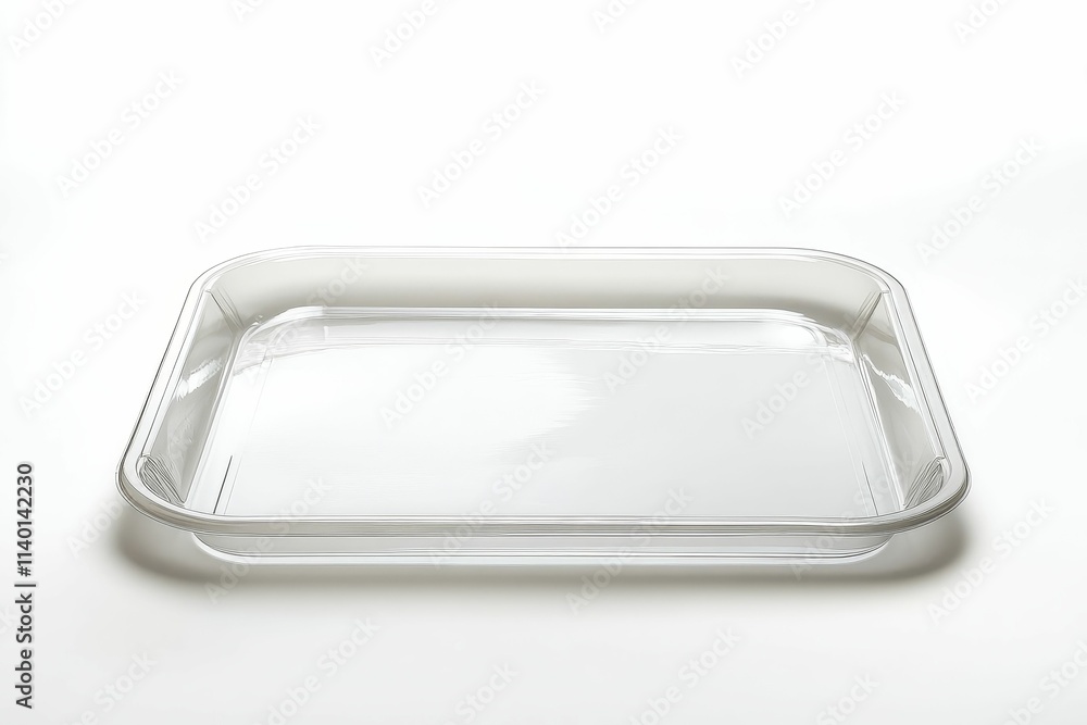 Clear rectangular baking dish, empty. Clear rectangular baking dish, empty.