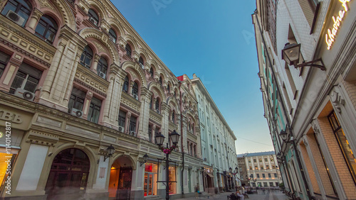 Walking on Stoleshnikov pedestrian street to Grand theatre in Moscow timelapse hyperlapse photo