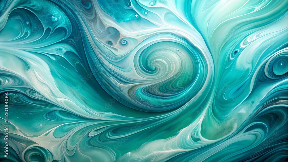 Abstract Swirling Teal and White Fluid Paint Texture Background Abstract Swirling Teal and White Fluid Paint Texture Background