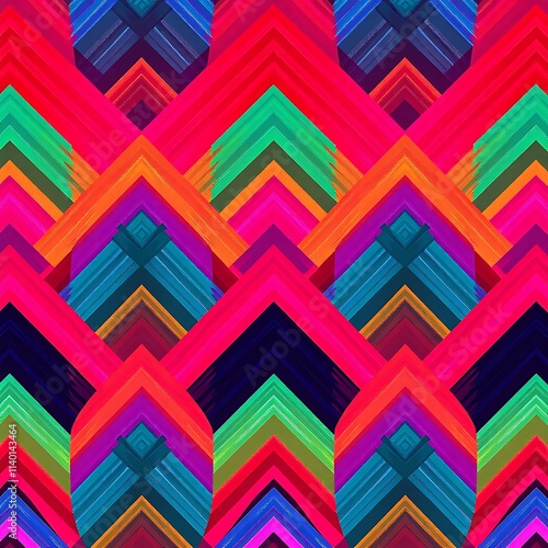 Vibrant Geometric Pattern: A kaleidoscope of color and shape. Intricate design with bold, saturated hues creates a dynamic and visually striking abstract background.