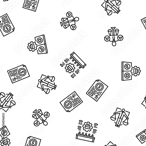 corporate law compliance vector seamless pattern thin line illustration