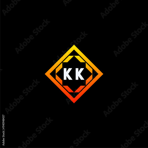 KK initials dynamic geometric logo design features a bold lettering sign in an orange and black color scheme, displayed against a dark background Free Download KK initials dynamic geometric logo design features a bold lettering sign in an orange and black color scheme, displayed against a dark background - GFXLoad