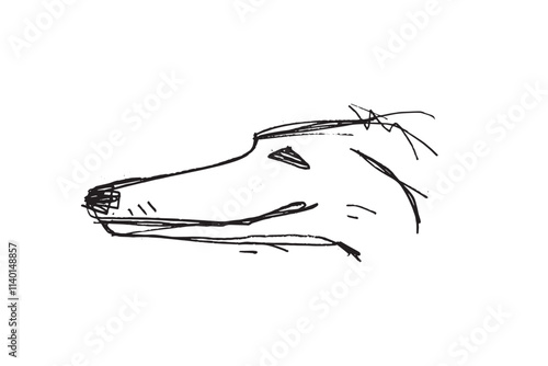Hunting Sighthound hand-drawn sketches - minimalist ink drawing - Borzoi, hunting sighthound, whippet - linear vector illustrations. Dog breeding business concept.