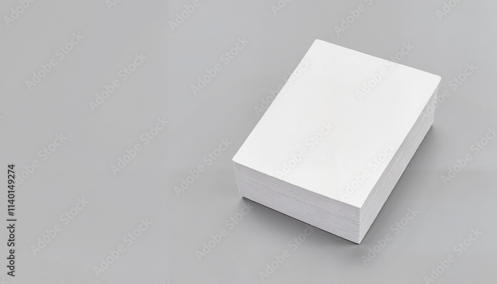 Stack of blank white paper sheets on a gray background with copy space Stack of blank white paper sheets on a gray background with copy space
