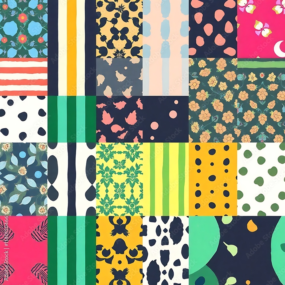 Obraz premium Vibrant Patchwork of Textile Patterns 