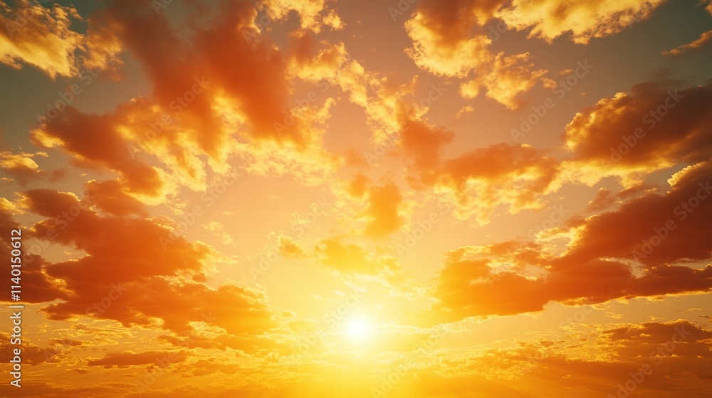 Fiery Sunset Sky with Golden Clouds Fiery Sunset Sky with Golden Clouds