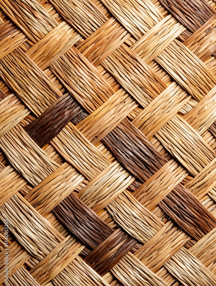Obraz premium Natural Woven Texture of Interlaced Straws in Warm Earthy Tones for Crafts and Decor