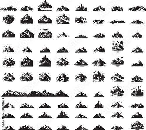 Set of mountain peak icon