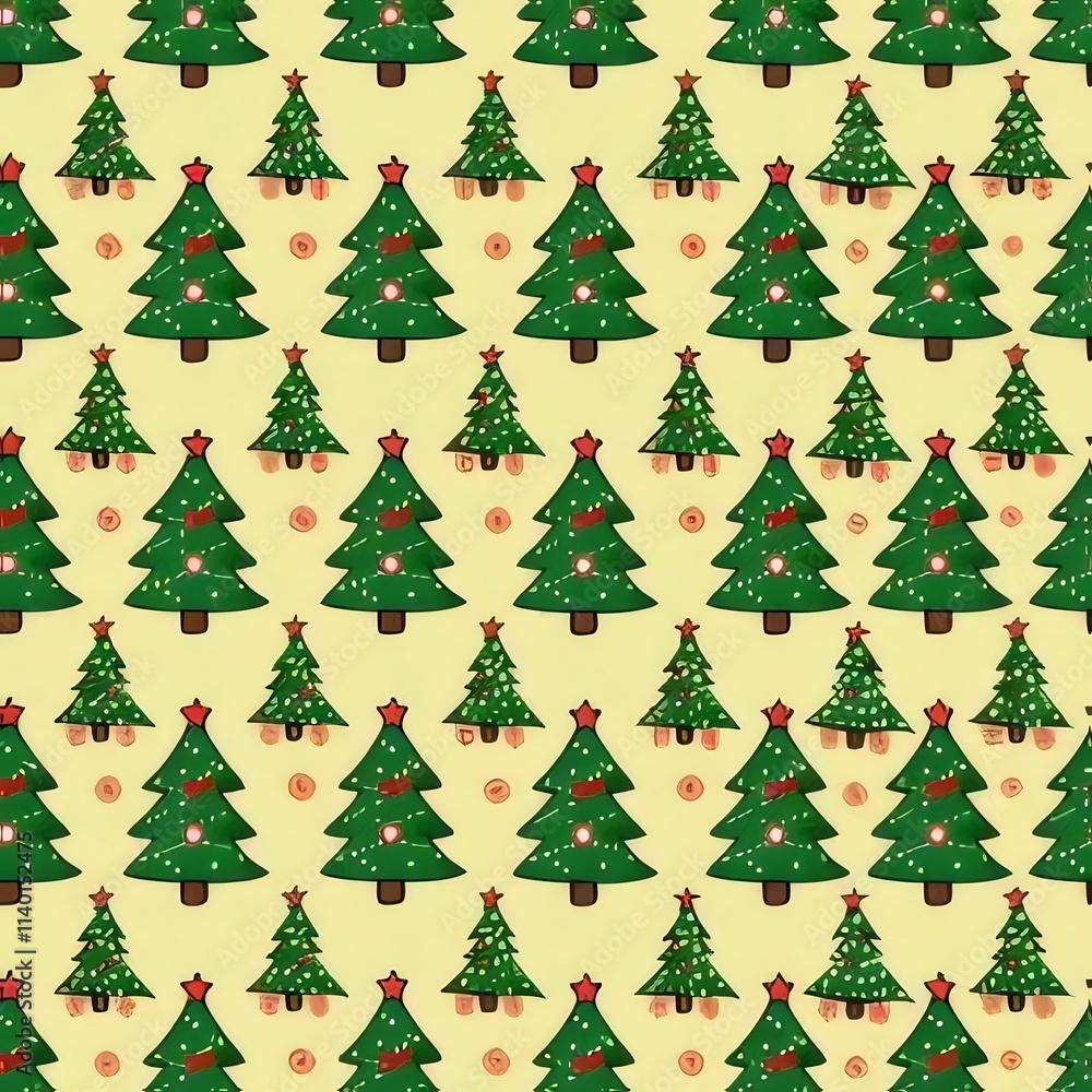 Festive Christmas tree pattern on yellow background. Festive Christmas tree pattern on yellow background.
