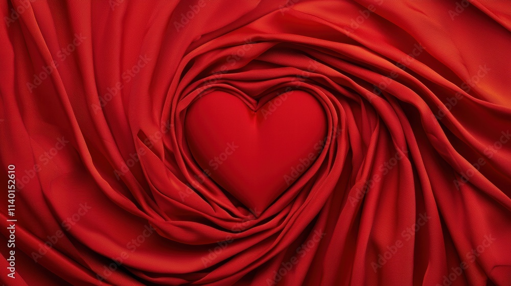 Obraz premium Heart Shape in Red Fabric with Swirling Texture and Softness