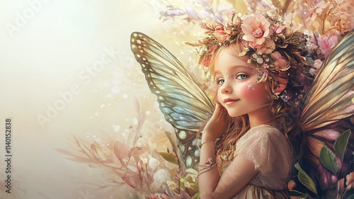 nature fairy with floral ornament with springtime vibes
