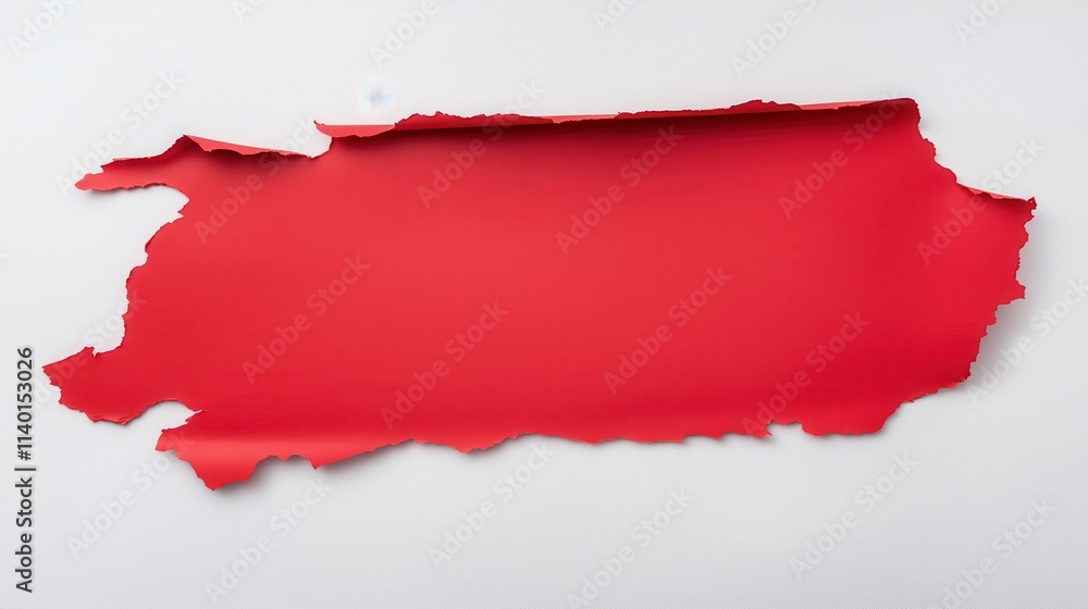 Naklejka premium Torn Red Paper Creating Outline of Turkey Shape on White Background
