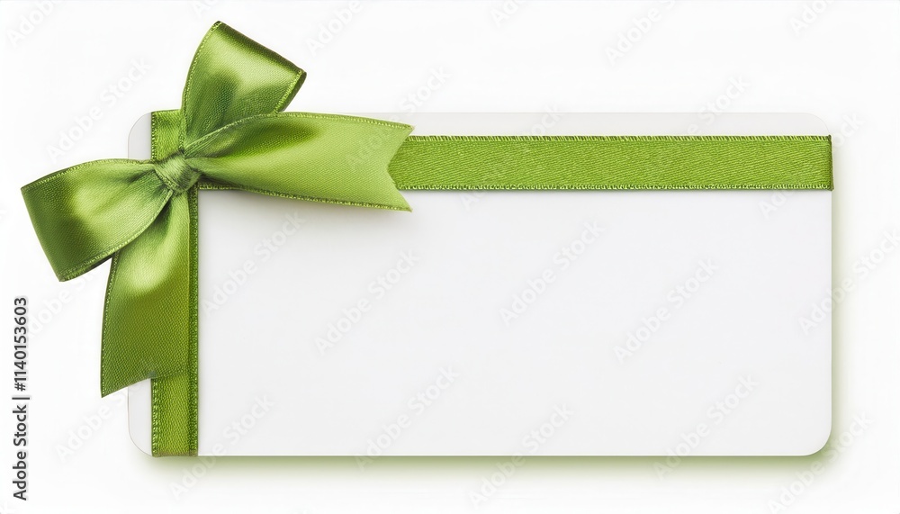 Elegant White Gift Card with Bright Green Satin Bow and Ribbon. Perfect for Holidays, Birthdays, Weddings, and Special Occasions. Ideal for Gifting Experiences, Shopping, or Personalized Surprises Elegant White Gift Card with Bright Green Satin Bow and Ribbon. Perfect for Holidays, Birthdays, Weddings, and Special Occasions. Ideal for Gifting Experiences, Shopping, or Personalized Surprises