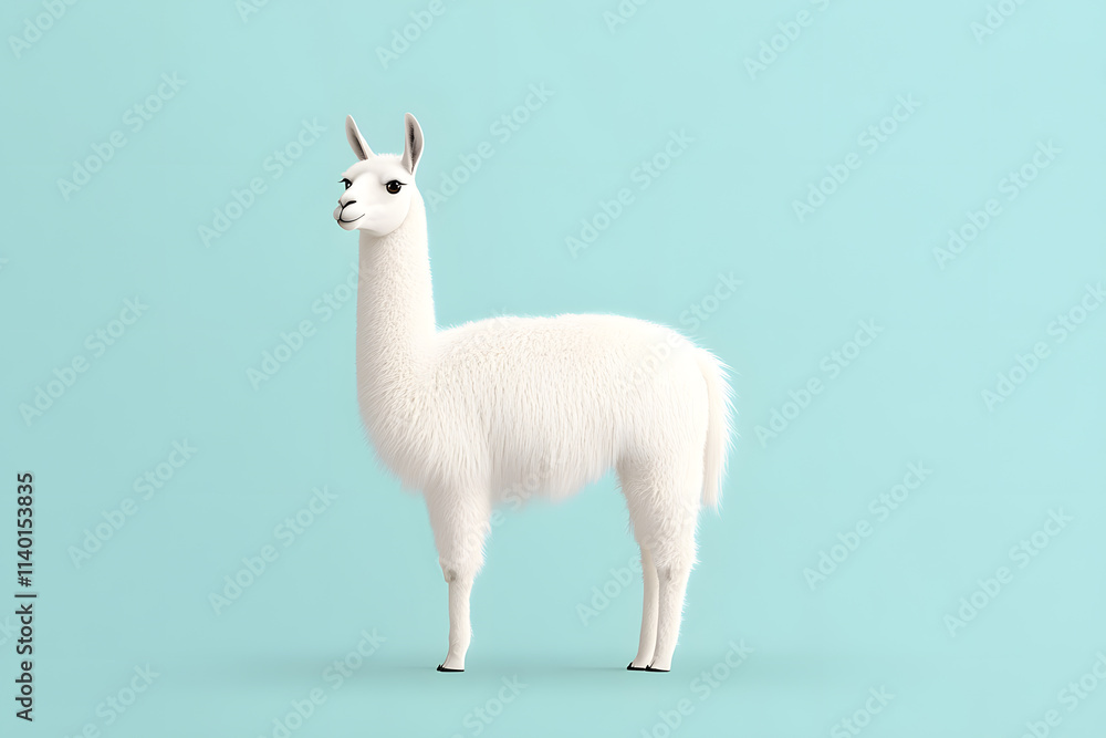 Fototapeta premium Lama alpaca animal isolated on white background