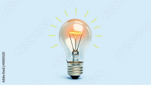 Bright lightbulb symbolizes innovative ideas and creative thinking in a startup environment focused on solutions and success