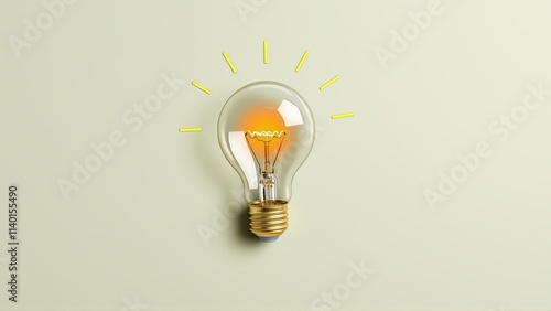 Bright lightbulb symbolizes innovative ideas and creative thinking for successful business solutions