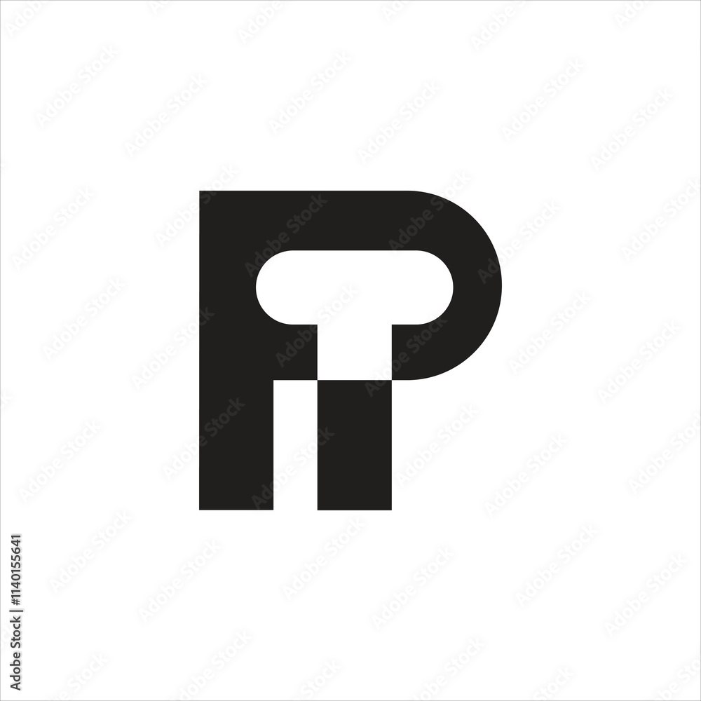 Abstract letter PT or TP logo initial elegant, stylish and art icon monogram, T logo negative space inside P letter logo an white color on black background. Abstract letter PT or TP logo initial elegant, stylish and art icon monogram, T logo negative space inside P letter logo an white color on black background.