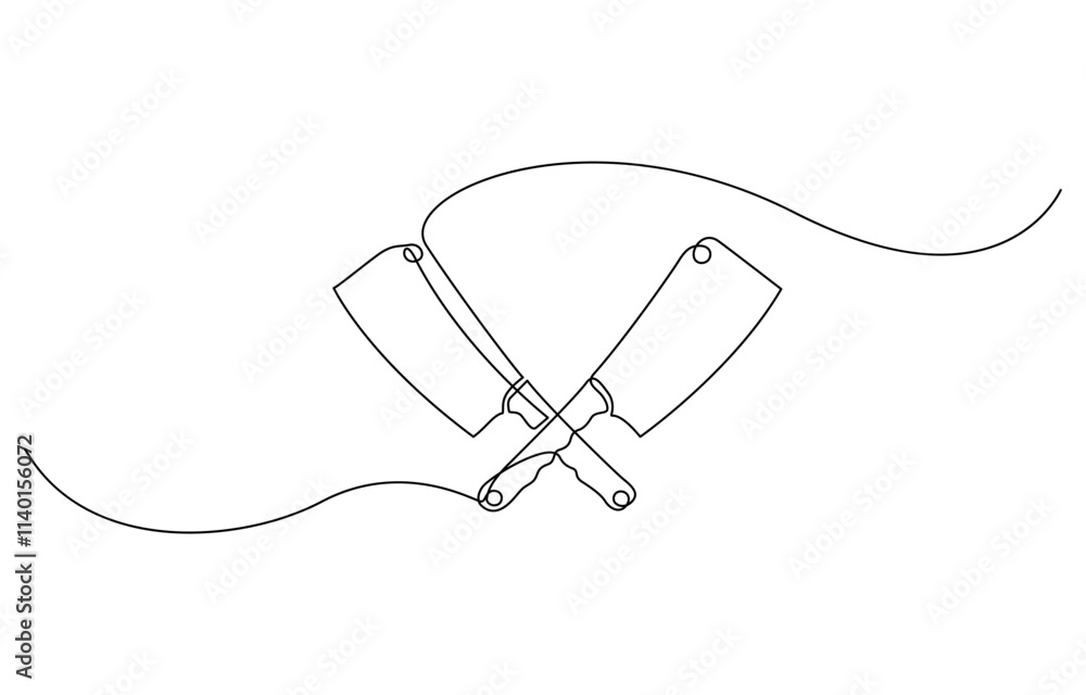 Cleaver icon line continuous drawing vector. One line Cleaver icon ...