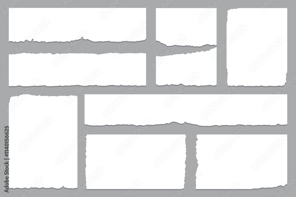 White torn paper rip pieces of sheet edge White torn paper rip pieces of sheet edge