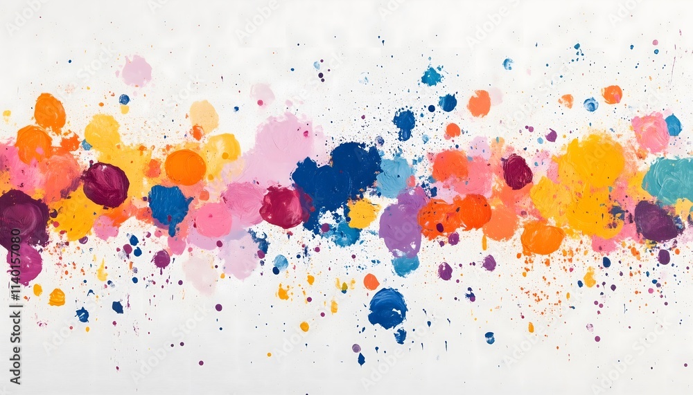 A background of colorful paint splatter on a white backdrop A background of colorful paint splatter on a white backdrop