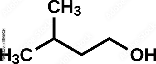 Isoamyl alcohol structural formula, isopentanol 