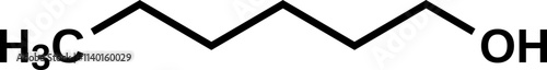 Hexanol structural formula, hexyl alcohol 